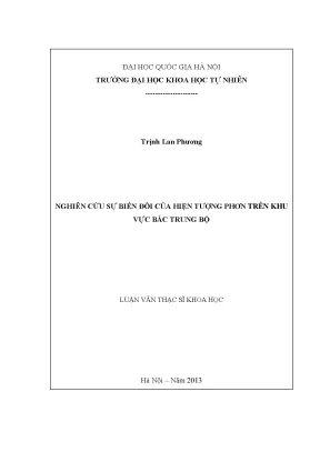 Nghiên cứu biến đổi hiện tượng phơn tại Bắc Trung Bộ