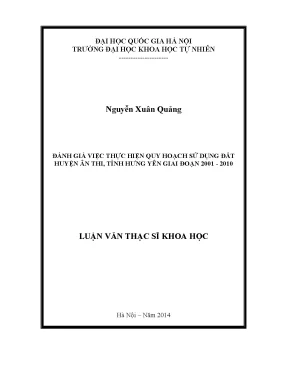 Đánh Giá Quy Hoạch Sử Dụng Đất Huyện Ân Thi, Hưng Yên