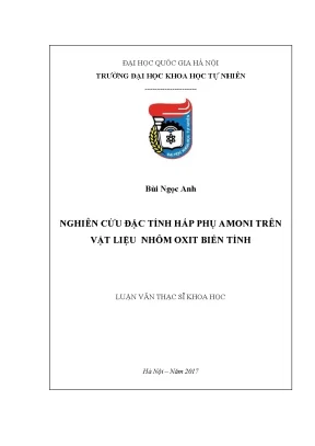 Nghiên cứu hấp phụ amoni trên vật liệu nhôm oxit biến tính