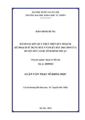 Đánh Giá Quy Hoạch Sử Dụng Đất Huyện Đức Linh Giai Đoạn