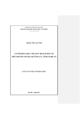 Cơ Sở Khoa Học Quy Hoạch Bảo Vệ Môi Trường Huyện Quỳnh Lưu