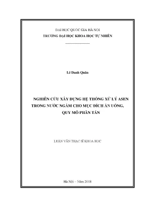 Hệ thống xử lý asen trong nước ngầm cho mục đích ăn uống