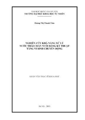Luận văn thạc sĩ hus nghiên cứu khả năng xử lý nước thải chăn nuôi bằng kỹ thuật tầng vi sinh chuyển động