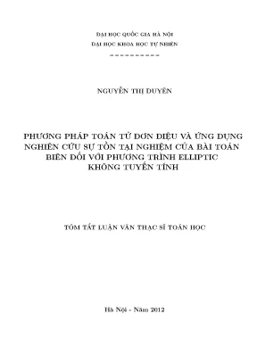 Nghiên cứu phương pháp toán tử đơn điệu và ứng dụng 