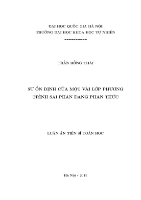 Nghiên cứu sự ổn định của phương trình sai phân dạng