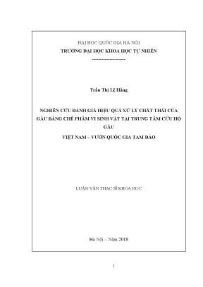 Nghiên cứu hiệu quả xử lý chất thải gấu bằng chế phẩm vi