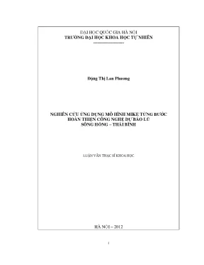 Nghiên cứu ứng dụng mô hình MIKE trong dự báo lũ sông