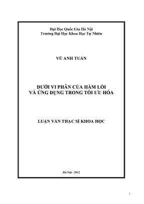Nghiên cứu dưới vi phân của hàm lồi và ứng dụng trong