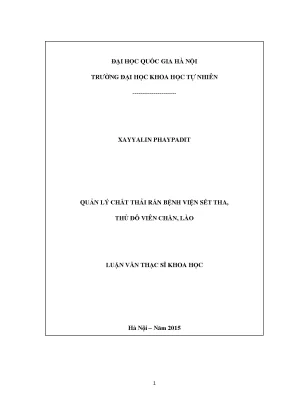 Quản lý chất thải rắn tại bệnh viện Sết Tha, Viên Chăn, Lào