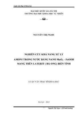 Nghiên cứu khả năng xử lý amoni trong nước bằng nano