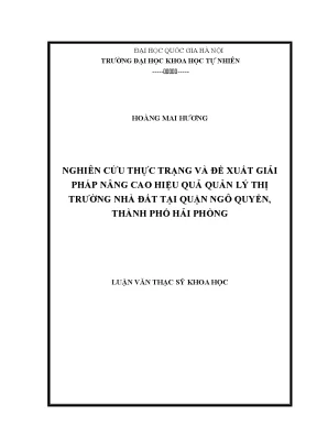 Thực trạng và giải pháp quản lý nhà đất Ngô Quyền, Hải Phòng