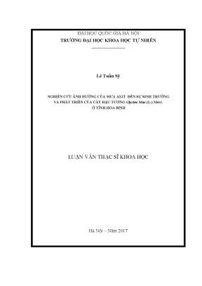 Nghiên cứu tác động của mưa axit đến cây đậu tương