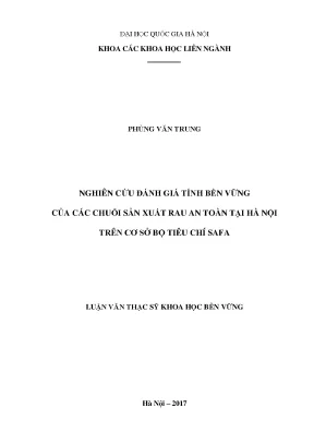 Đánh giá tính bền vững chuỗi sản xuất rau an toàn tại Hà Nội