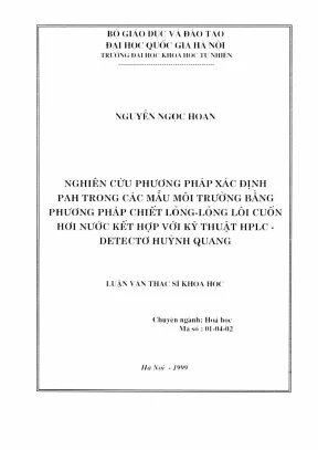 Nghiên cứu phương pháp xác định PAH trong môi trường