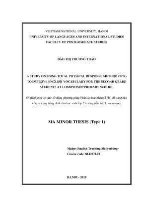 Nâng cao vốn từ vựng tiếng Anh cho học sinh lớp 2 bằng 