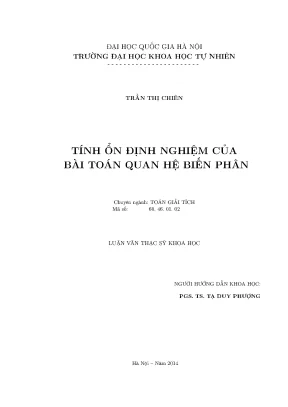 Tính Ổn Định Nghiệm Bài Toán Quan Hệ Biến Phân