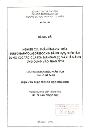 Nghiên cứu phản ứng oxi hóa sunfonaphtolazorezocxin bằng