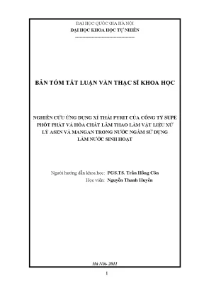 Nghiên cứu ứng dụng xỉ thải pyrit trong xử lý asen và