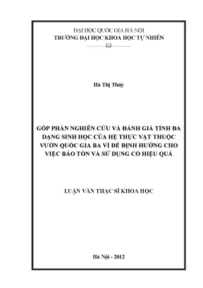 Nghiên cứu đa dạng sinh học hệ thực vật vườn quốc gia Ba Vì
