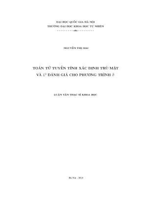 Phương Pháp L2 Đánh Giá Trong Giải Phương Trình Toán Tử