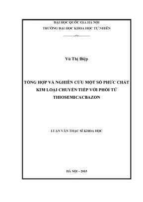 Nghiên cứu phức chất kim loại chuyển tiếp với
