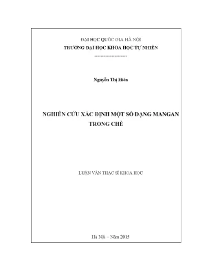Nghiên cứu xác định mangan trong chè: Phương pháp và kết quả