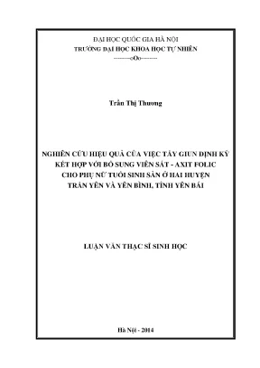 Nghiên cứu hiệu quả tẩy giun và bổ sung sắt cho phụ nữ