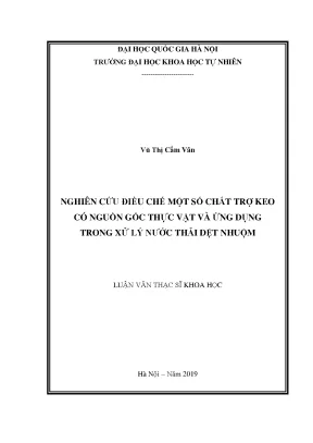 Nghiên cứu chất trợ keo từ thực vật trong xử lý nước