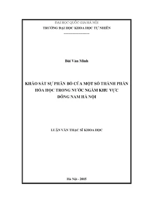 Khảo Sát Phân Bố Hóa Chất Trong Nước Ngầm Đông Nam Hà Nội