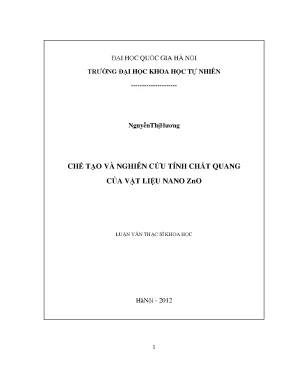 Nghiên cứu và chế tạo vật liệu nano ZnO: Tính chất quang