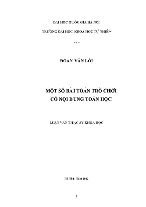 Bài Toán Trò Chơi Trong Toán Học: Nghiên Cứu và Ứng Dụng