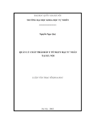 Quản lý chất thải rắn y tế nguy hại tại Hà Nội: Thực