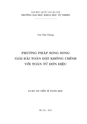 Phương Pháp Song Song Giải Bài Toán Đặt Không Chỉnh Với 