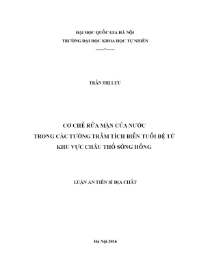 Cơ Chế Rửa Mặn Nước Trong Trầm Tích Biển Đệ Tứ Châu Thổ
