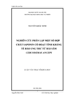 Nghiên cứu hợp chất saponin kháng ung thư từ hải sâm