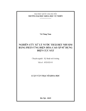 Nghiên cứu xử lý nước thải dệt nhuộm bằng điện hóa cao