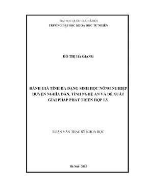 Đánh Giá Đa Dạng Sinh Học Nông Nghiệp Tại Huyện Nghĩa