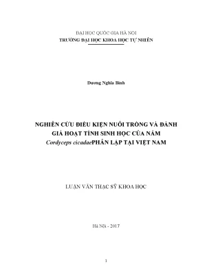 Nghiên cứu điều kiện nuôi trồng và hoạt tính sinh học