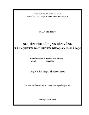 Nghiên cứu bền vững tài nguyên đất huyện Đông Anh, Hà Nội