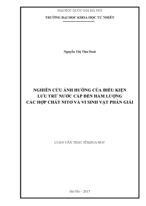 Nghiên cứu ảnh hưởng của điều kiện lưu trữ đến hàm lượng