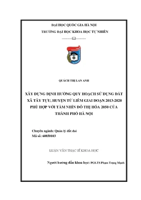 Định Hướng Quy Hoạch Sử Dụng Đất Xã Tây Tựu Đến Năm 2020