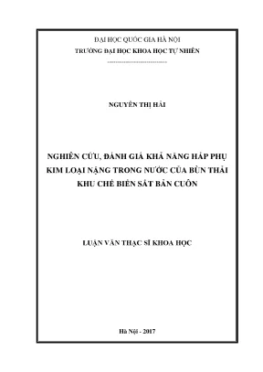Đánh giá khả năng hấp phụ kim loại nặng của bùn thải khu 