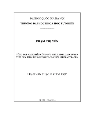Nghiên cứu phức chất kim loại chuyển tiếp từ phối tử