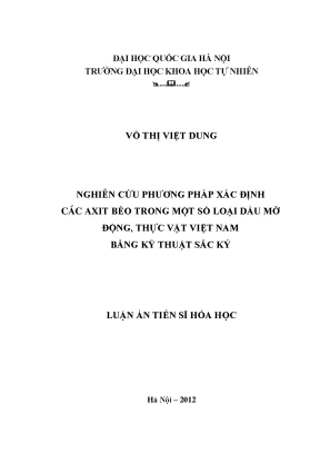 Nghiên cứu phương pháp xác định axit béo trong dầu mỡ