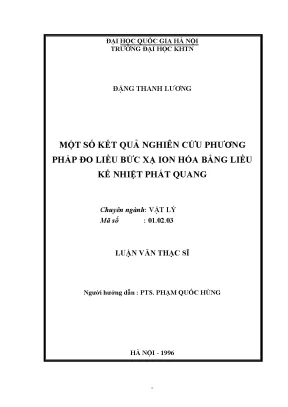 Nghiên cứu phương pháp đo liều bức xạ ion hóa bằng liều