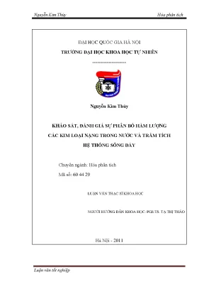 Đánh Giá Phân Bố Kim Loại Nặng Trong Nước Và Trầm Tích