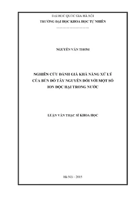 Đánh Giá Khả Năng Xử Lý Bùn Đỏ Tây Nguyên Đối Với Ion