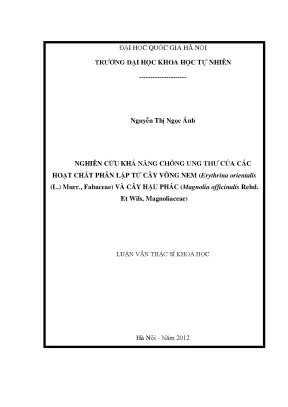 Nghiên cứu khả năng chống ung thư của hoạt chất từ cây