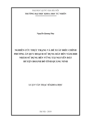 Đề xuất quy hoạch sử dụng đất bền vững huyện Hoành Bồ,