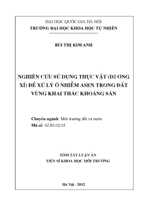 Nghiên cứu sử dụng thực vật dương xỉ để xử lý ô nhiễm